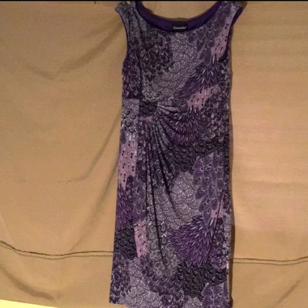 connected apparel Purple Patterned Midi Dress